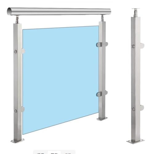 Artiz Glasgeländerpfosten Edelstahl-Terrassengeländer-Säulensystem Gehärtete Glasplatten Mit Klemmen Und Abstandshaltern Für Villeneingänge, Lofts Und Terrassen(End Post,105cm/41.3") von Artiz