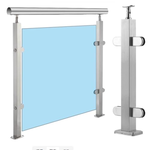 Artiz Glasgeländerpfosten Edelstahl-Terrassengeländer-Säulensystem Gehärtete Glasplatten Mit Klemmen Und Abstandshaltern Für Villeneingänge, Lofts Und Terrassen(Middle Post,85cm/33.5") von Artiz