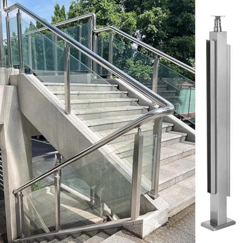 Artiz Glasgeländerpfosten Glasgeländerpfosten Aus Edelstahl 304 Für Handläufe Glasplattenträger Für Geländer/Terrassentreppen/Innentreppen(End Post,Stairs-105cm/41.3") von Artiz