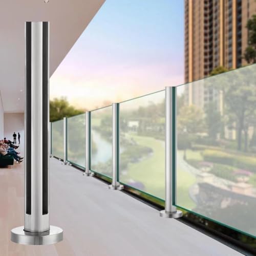 Artiz Glaspaneelpfosten, Rundes Glasgeländer, Edelstahl 304 Mit Zapfenschlitzen Und Stabilem Sockel Für Geländer Im Innen- Und Außenbereich An Terrassen, Balkonen, Dachböden(Corner Post,85cm/33.5") von Artiz