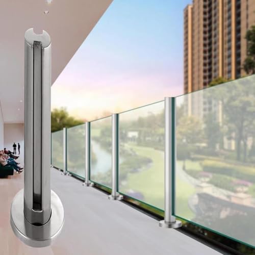 Artiz Glaspaneelpfosten, Rundes Glasgeländer, Edelstahl 304 Mit Zapfenschlitzen Und Stabilem Sockel Für Geländer Im Innen- Und Außenbereich An Terrassen, Balkonen, Dachböden(Middle Post,105cm/41.3") von Artiz