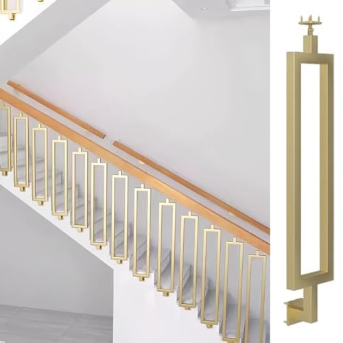 Artiz Goldfarbene Treppengeländerpfosten Treppengeländer Mit 180° Verstellbarer Metallhalterung Industrielle Geländer Aus Schmiedeeisen Für Verandageländer Und Außentreppen(Side Mount,60cm(23.6")) Artiz Goldfarbene Treppengeländerpfosten Treppengeländer Mit 180° Verstellbarer Metallhalterung Industrielle Geländer Aus Schmiedeeisen Für Verandageländer Und Außentreppen(Side Mount,60cm(23.6")) von Artiz