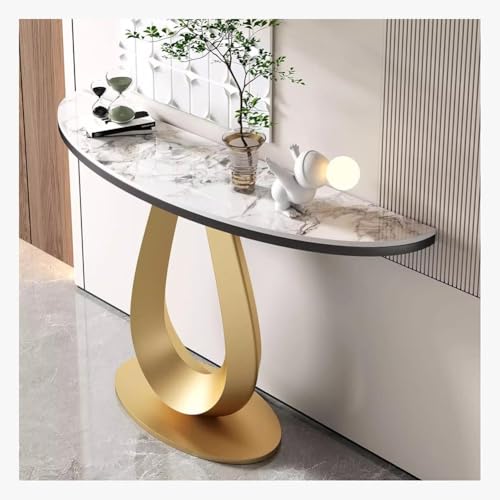 Artiz Konsolentisch Für Den Eingangsbereich, Glamouröser Beistelltisch Halbmondförmiger Sofatisch Foyertisch Mit Stabilem Metallgestell Für Eingang, Wohnzimmer, Flur(Gold,120x35x80cm) von Artiz