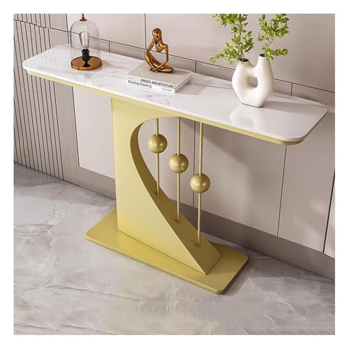 Artiz Moderner Konsolentisch, Glamouröser Beistelltisch Schmaler, Langer Eingangstisch Foyertisch Mit Stabilem Metallgestell Für Eingangsbereich, Wohnzimmer, Flur(Gold-A,150x30x80cm) von Artiz
