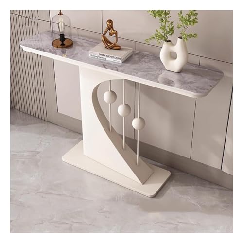 Artiz Moderner Konsolentisch, Glamouröser Beistelltisch Schmaler, Langer Eingangstisch Foyertisch Mit Stabilem Metallgestell Für Eingangsbereich, Wohnzimmer, Flur(White-D,150x30x80cm) von Artiz