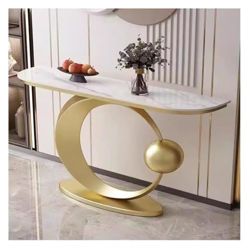 Artiz Moderner Konsolentisch, Schmaler Flurtisch & Sofatisch Stilvoller Eingangstisch Mit Geometrischem Metallrahmen Für Wohnzimmer, Eingangsbereich, Flur Und Schlafzimmer(Gold-B,120x30x80cm) von Artiz