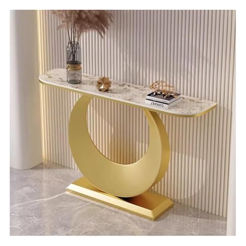 Artiz Moderner Konsolentisch Für Den Eingangsbereich, Flurtisch Steinplatten-Eingangstisch Für Wohnzimmer, Schlafzimmer, Home Office(Gold-A,120x30x80cm) von Artiz
