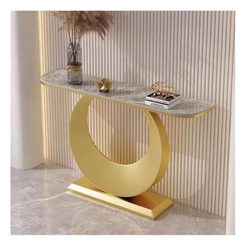 Artiz Moderner Konsolentisch Für Den Eingangsbereich, Flurtisch Steinplatten-Eingangstisch Für Wohnzimmer, Schlafzimmer, Home Office(Gold-C,100x30x80cm) von Artiz