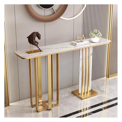 Artiz Moderner Konsolentisch Für Den Eingangsbereich, Schmaler, Langer Sofatisch, Steinplatten-Akzenttisch, Schlichter Wand-Beistelltisch, Für Flur, Foyer, Wohnzimmer(Gold-D,150x30x80cm) von Artiz