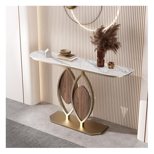 Artiz Moderner Konsolentisch Rockboard-Eingangstisch Schmaler, Langer Sofa-Beistelltisch Akzenttisch Mit Metallgestell Für Wohnzimmer, Flur, Eingangsbereich Und Korridor(Gold-A,80x30x80cm) von Artiz