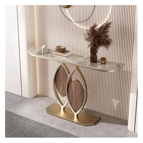 Artiz Moderner Konsolentisch Rockboard-Eingangstisch Schmaler, Langer Sofa-Beistelltisch Akzenttisch Mit Metallgestell Für Wohnzimmer, Flur, Eingangsbereich Und Korridor(Gold-C,80x30x80cm) von Artiz