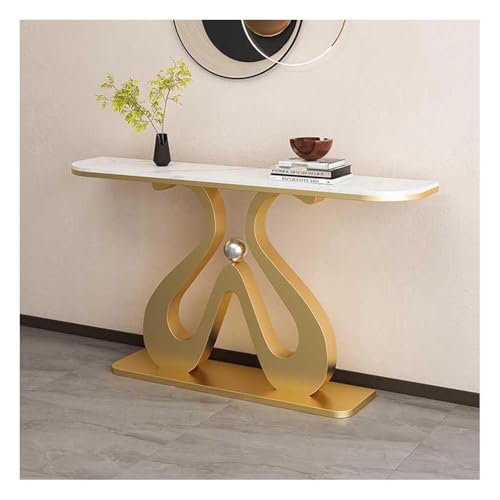 Artiz Moderner Konsolentisch Schmaler, Langer Eingangstisch Luxuriöser Sofatisch mit Metallgestell Flurtisch Für Wohnzimmer, Flur und Flur(Gold-A,160x30x80cm) von Artiz