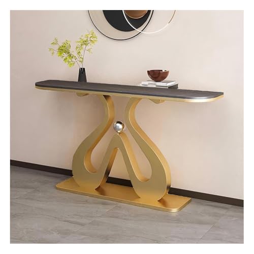 Artiz Moderner Konsolentisch Schmaler, Langer Eingangstisch Luxuriöser Sofatisch mit Metallgestell Flurtisch Für Wohnzimmer, Flur und Flur(Gold-B,120x30x80cm) von Artiz