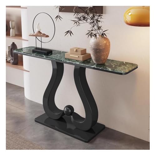 Artiz Moderner Konsolentisch Steinplatten-Etagentisch Schmaler, Langer Sofatisch Mit Edelstahlrahmen Akzenttisch Für Wohnzimmer, Flur Und Eingangsbereich(Black-B,100x30x80cm) von Artiz