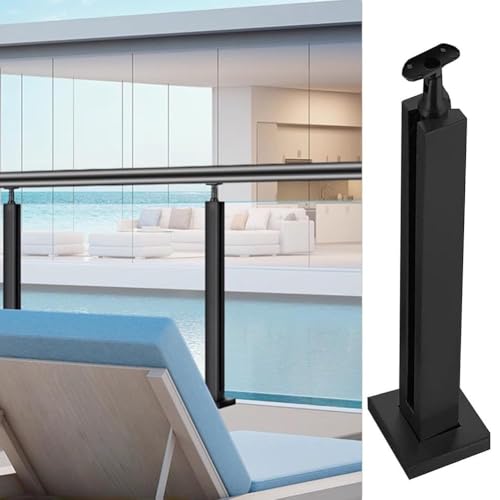 Artiz Schwarze Metall-Glasgeländerpfosten, Hochbelastbares Bodengeländersystem, Edelstahl-Glaszaunpfosten, Geländer Für Terrassen, Balkone Und Lofts(Middle Post,105cm/41.3") von Artiz