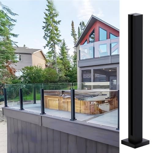 Artiz Schwarzer Glasgeländerpfosten, Glasgeländerpfosten Aus Edelstahl 304 Mit Zapfenlöchern Für Balustraden, Treppen, Terrassen, Balkone Und Pools(End Post,105cm/41.3") von Artiz