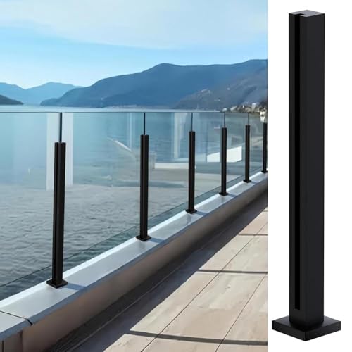 Artiz Schwarzes Glasgeländer, Glasgeländersystem Aus Edelstahl 304 Für Balkone, Terrassen, Decks, Treppen Und Pools Im Innen- Und Außenbereich(End Post,95cm/37.4") von Artiz