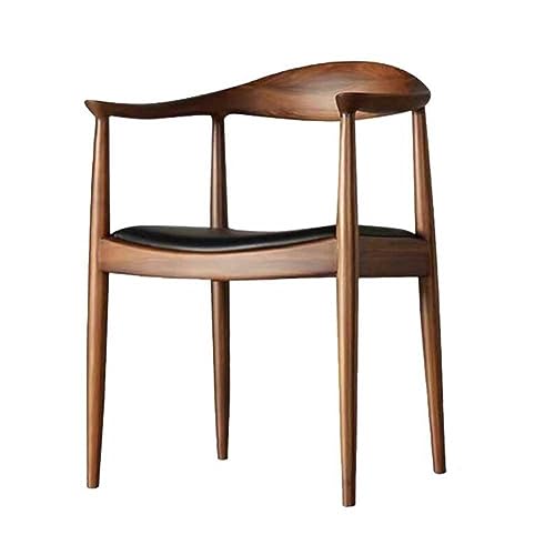 Artiz Sessel Gepolsterter Esszimmerstuhl, Präsidialer Mid-Century-Modern-Akzentstuhl Kennedy-Sessel Glatte Linienform Ergonomisches Design Rahmen Aus Gummiholz (Farbe : Walnut, Größe : 64x52x75cm) von Artiz