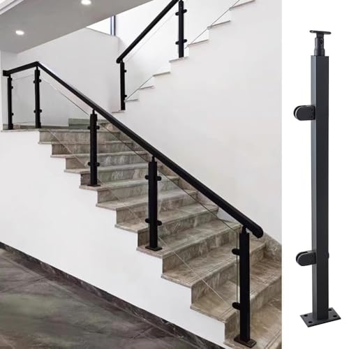 Artiz Treppengeländerpfosten Aus Schwarzem Glas, Glasgeländerpfostensystem Aus Edelstahl 304 Mit Klemme Für Außenbereich An Terrassen, Pools, Balkonen Und Dachböden(End Post,105cm/41.3") von Artiz