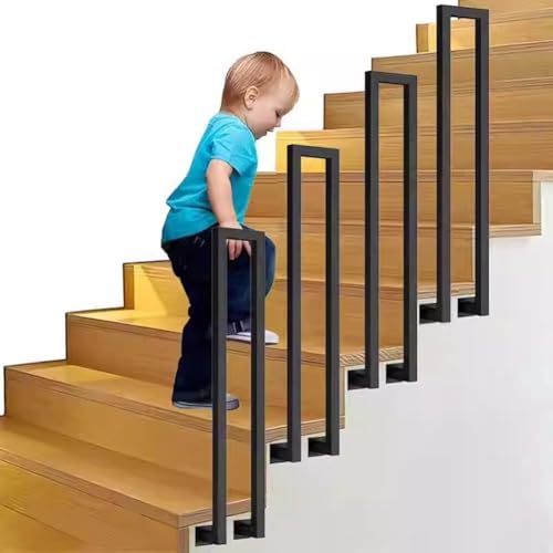 Artiz U-förmiger Treppenhandlauf, Seitmontage-Treppengeländer Rutschfestes Sicherheitsgeländer Für Innentreppen, Lofts Und Flure(Schwarz,75CM/2.4FT) von Artiz