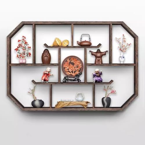 Hängende Schwimmende Regale Aus Holz, Antikes Wandregal Retro Tee Set Display Stand Teekanne Rack Ablagefach Für Die Sammlung Verwendet Für Wohnzimmer, Studie, Teeraum(73) von Artiz