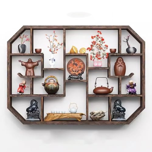 Hängende Schwimmende Regale Aus Holz, Antikes Wandregal Retro Tee Set Display Stand Teekanne Rack Ablagefach Für Die Sammlung Verwendet Für Wohnzimmer, Studie, Teeraum(95) von Artiz