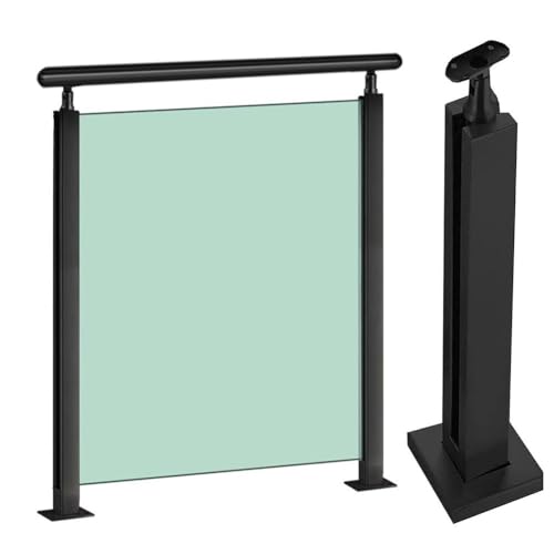 Schwarzer Glasgeländerpfosten, Glasgeländerpfosten Aus Edelstahl 304 Für Glasstärken Von 10–12 Mm Quadratischer Glasgeländerpfosten Für Balkon, Terrasse, Treppe Glaspaneele(Middle Post,105cm/41.3") von Artiz