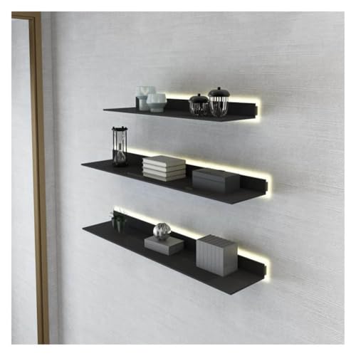 Schwebendes Regal Mit Eingebauter LED-Beleuchtung Und Transformator, Wandmontierte Leuchtende Regale Aus Metall Für Eingangsbereich Bar Arbeitsplatte Bad Nur 1 Stück ( Farbe : Schwarz , Größe : 80x20c Schwebendes Regal Mit Eingebauter LED-Beleuchtung Und Transformator, Wandmontierte Leuchtende Regale Aus Metall Für Eingangsbereich Bar Arbeitsplatte Bad Nur 1 Stück ( Farbe : Schwarz , Größe : 80x20c von Artiz