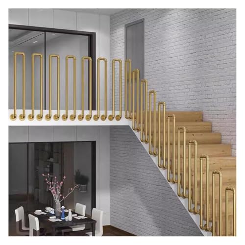 U-förmige Treppenhandläufe Seitlich Montierte Handläufe Aus Schmiedeeisen Rutschfestes Treppengeländer Für Veranda, Garage, Sicherheitshaltegriff(Gold,90CM/2.9FT) von Artiz