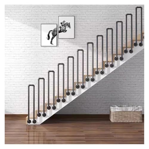 U-förmige Treppenhandläufe Seitlich Montierte Handläufe Aus Schmiedeeisen Rutschfestes Treppengeländer Für Veranda, Garage, Sicherheitshaltegriff(Schwarz,95CM/3.1FT) von Artiz