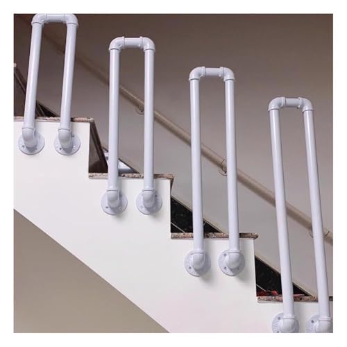 U-förmige Treppenhandläufe Seitlich Montierte Handläufe Aus Schmiedeeisen Rutschfestes Treppengeländer Für Veranda, Garage, Sicherheitshaltegriff(Weiß,85CM/2.7FT) von Artiz
