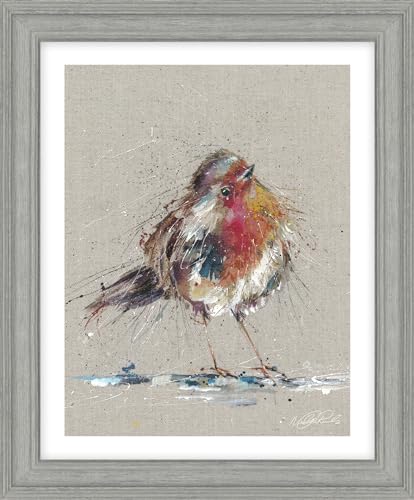 Artko Redbreast Gerahmter Kunstdruck mit Rotkehlchen-Motiv, Tier-Thema, Heimdekoration, Nicola Jane Rowles Kunstwerk, fertig zum Aufhängen, Gemälde "Thinking Of You", 35 x 29 cm von Artko