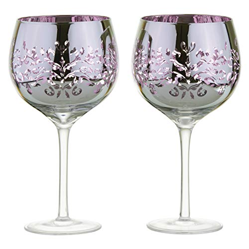 ARTLAND - 2er-Set filigrane Gin-Gläser - Fliederfarbene galvanisierte Gläser, verspiegelte Silberoberfläche, verpacktes Gin-Geschenkset von ARTLAND