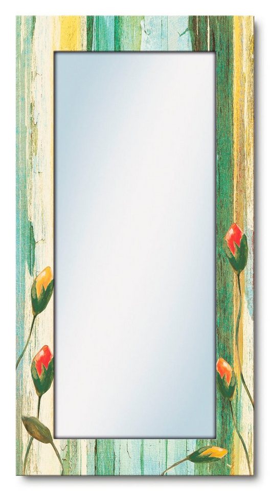 Artland Dekospiegel Bunte Blumen, gerahmter Ganzkörperspiegel, Wandspiegel, mit Motivrahmen, Landhaus von Artland