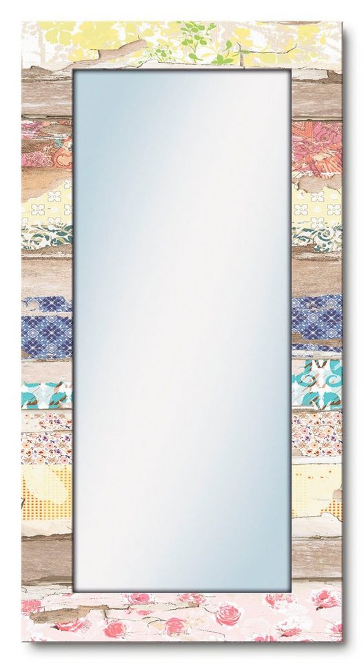 Artland Dekospiegel Verschiedene Muster auf Holz, gerahmter Ganzkörperspiegel, Wanspiegel mit Motivrahmen, modern von Artland