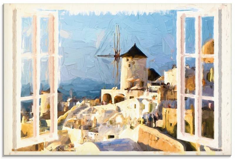 Artland Glasbild Blick durch das Fenster auf Santorin, Fensterblick (1 St), in verschiedenen Größen von Artland