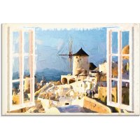 Artland Glasbild "Blick durch das Fenster auf Santorin", Fensterblick, (1 St.) von Artland