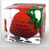 Artland Glasbild "Erdbeere in Eis", Lebensmittel, (1 St.) von Artland