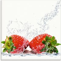 Artland Glasbild "Erdbeeren mit Spritzwasser", Lebensmittel, (1 St.) von Artland