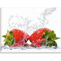 Artland Glasbild "Erdbeeren mit Spritzwasser", Lebensmittel, (1 St.) von Artland