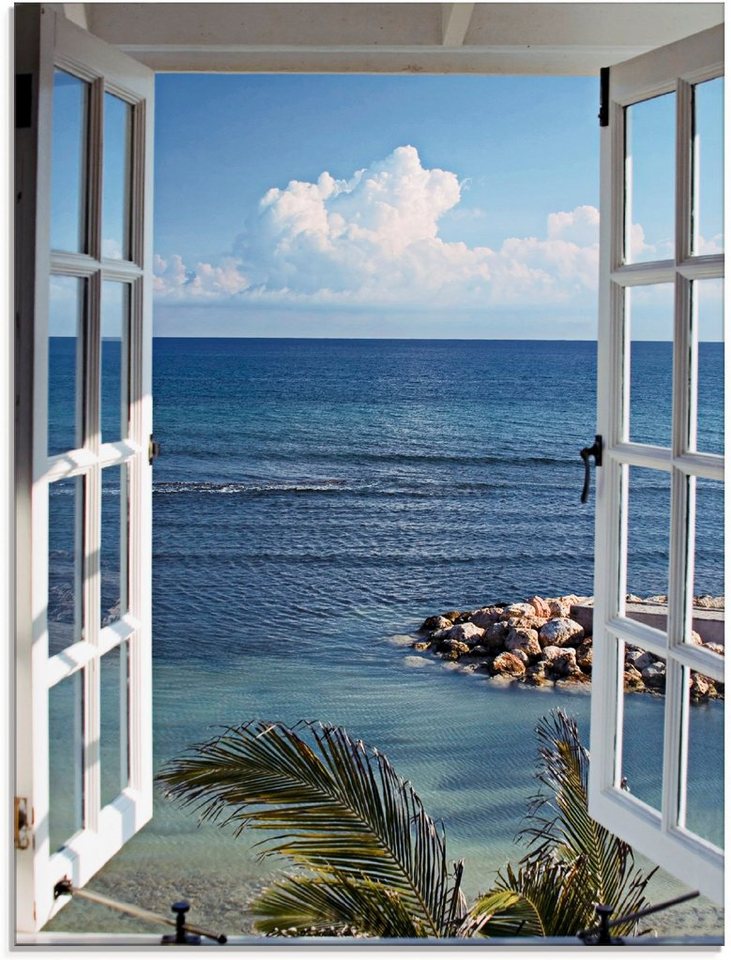Artland Glasbild Fenster zum Paradies, Fensterblick (1 St), in verschiedenen Größen von Artland