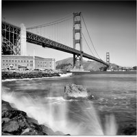 Artland Glasbild "Golden Gate Bridge mit Brandung", Amerika, (1 St.) von Artland