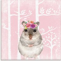 Artland Glasbild "Hamster mit Blumen im pink Wald", Tiere, (1 St.), in verschiedenen Größen von Artland