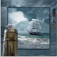 Artland Glasbild "Maritime Collage mit Segelschiff", Boote & Schiffe, (1 St.) von Artland