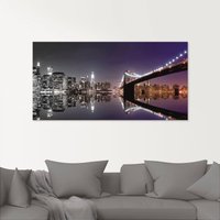 Artland Glasbild "New York Skyline nächtliche Reflektion", Amerika, (1 St.) von Artland