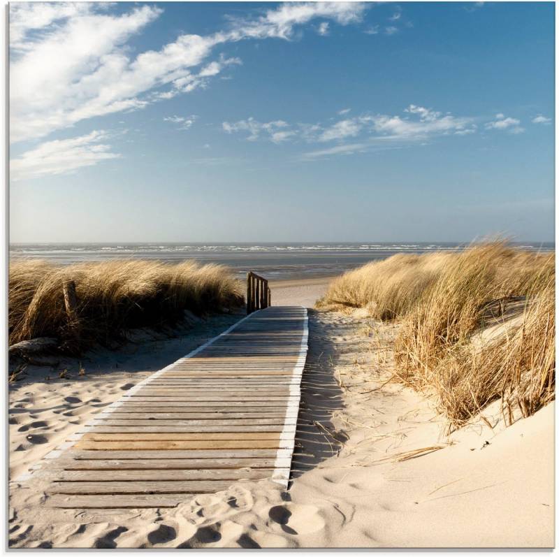 Artland Glasbild Nordseestrand auf Langeoog - Steg, Strand (1 St), in verschiedenen Größen von Artland