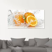 Artland Glasbild "Orange mit Spritzwasser", Süßspeisen, (1 St.) von Artland