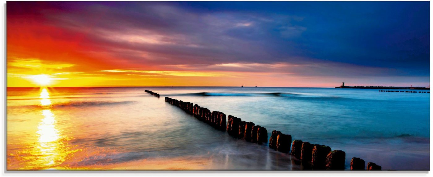 Artland Glasbild Ostsee mit schönem Sonnenaufgang, Strand (1 St), in verschiedenen Größen von Artland