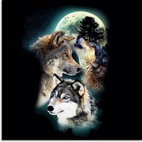 Artland Glasbild "Phantasie Wolf Wölfe mit Mond", Wildtiere, (1 St.) von Artland