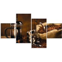 Artland Glasbild "Sack Kaffeebohnen mit Presse", Getränke, (4 St.) von Artland